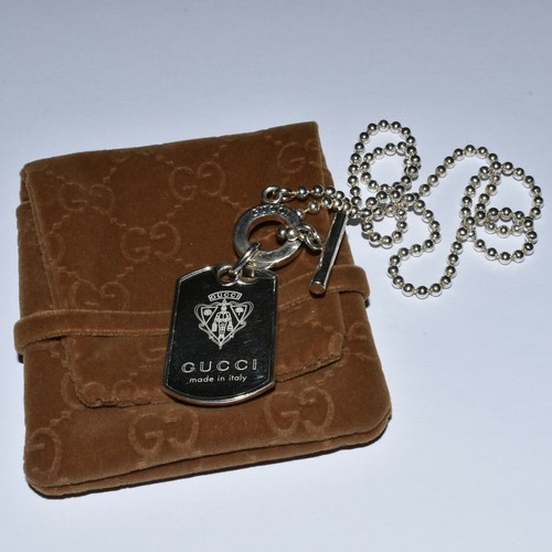 Gucci crest dog tag sterling - dog,