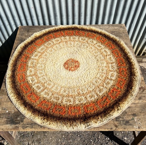 Vintage rya round - rug, mid