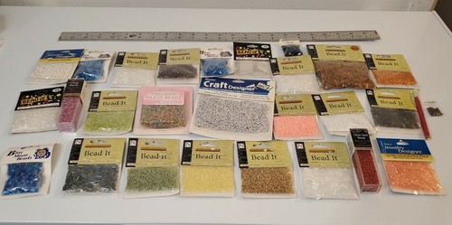 28pc asst glass bead - glass, mini