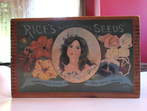 Vintage antique wood box rices - box,