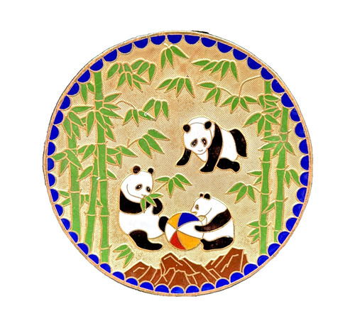 Enamel metal panda bears - panda,