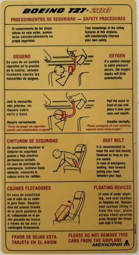 Mexicana airlines safety card - mexicana,