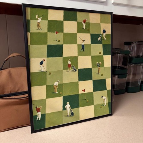 Tiny golfers checkerboard - golfers,