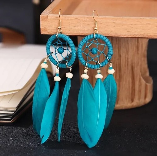 Blue bohemian earrings - bohemian,