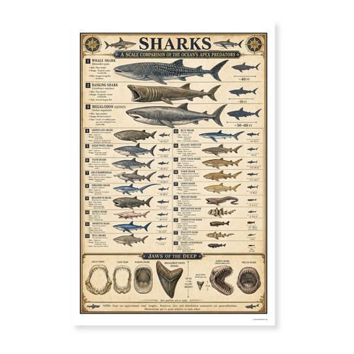 Shark size comparison unframed - comparison,