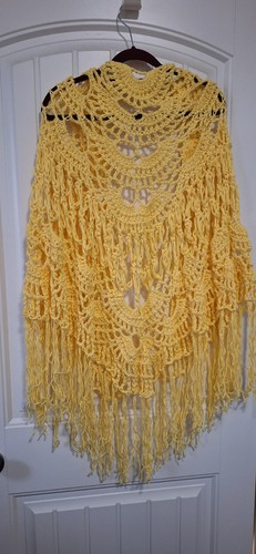 Handmade yellow crochet shawl - crochet,
