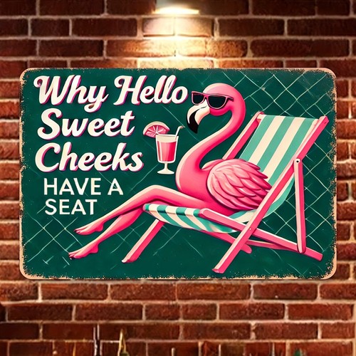 Flat vintage flamingo - 2d, tin