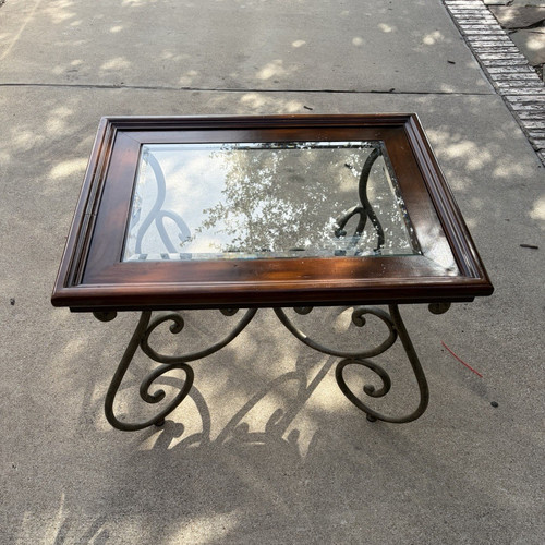 Solid wood and glass coffee