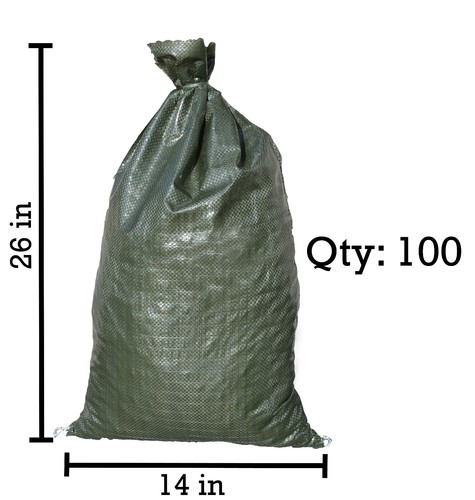 100 green sandbags ties - w/,