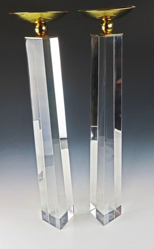 Lucite candle holders pair - lucite,