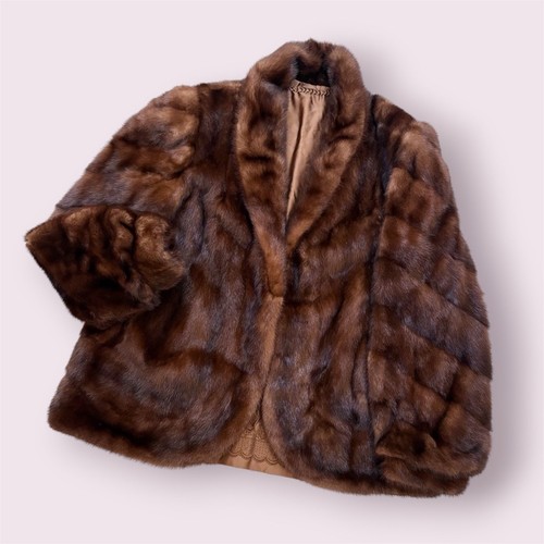 Demi buff mink cropped coat - buff,