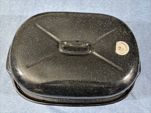 Vtg oval black speckled - vtg,