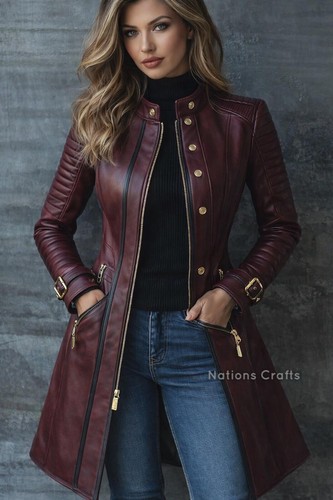 New women burgundy genuine - new, women's
