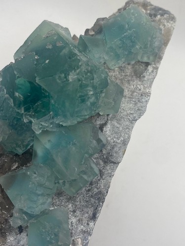 Teal fluorite octahedron - fluorite,