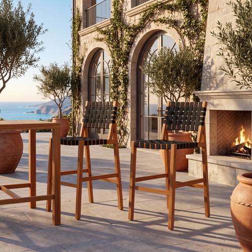 Acacia wood patio side chair - acacia,