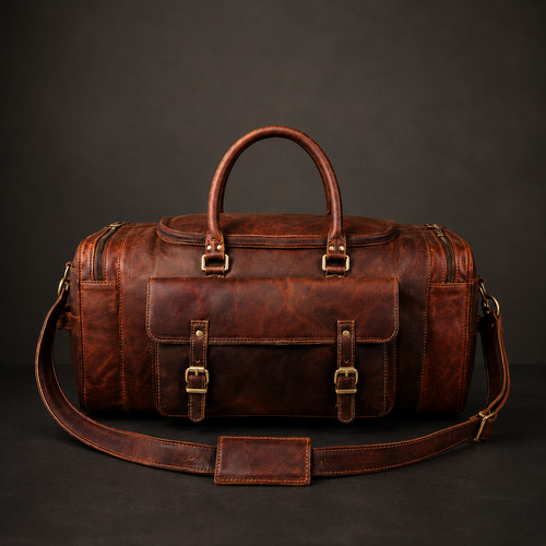 Genuine leather duffle bag - genuine,