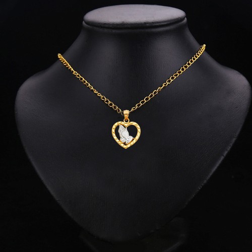 14k two tone religious - tone, praying