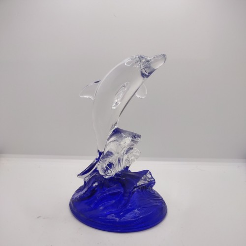Art glass dolphin riding - glass,