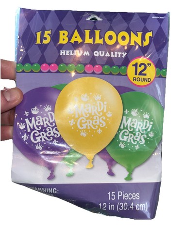Mardi gras latex balloons - mardi, 12"