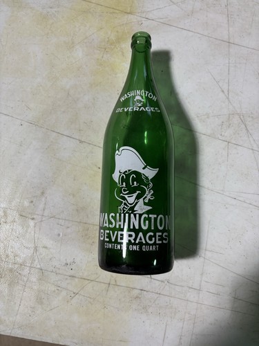 Vintage soda pop bottle - pop, green