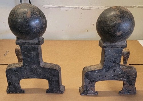 Pair antique andirons cast - pair,