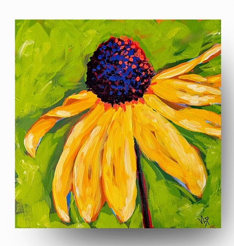 Black eyed susan flower hand - black,