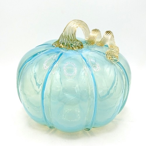 Art glass pumpkin light blue - art,