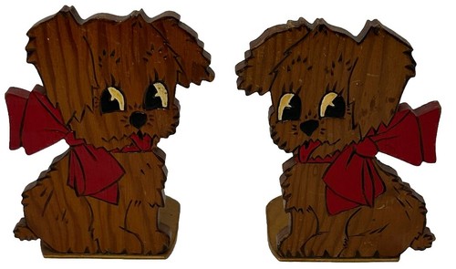 Vtg pair book ends stand - pair, puppy