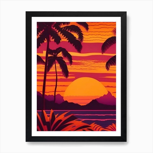 Hawaii retro sunset art - retro, 4