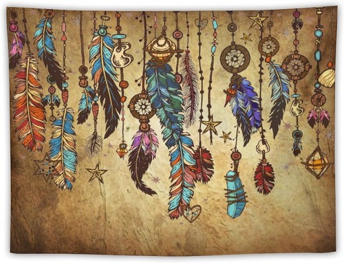 Retro feather tapestry - retro,