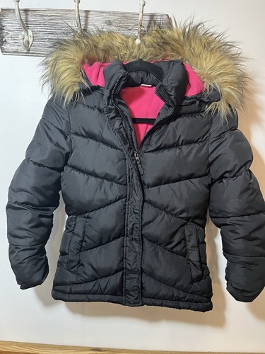 Arizona black pink puffer coat - black,