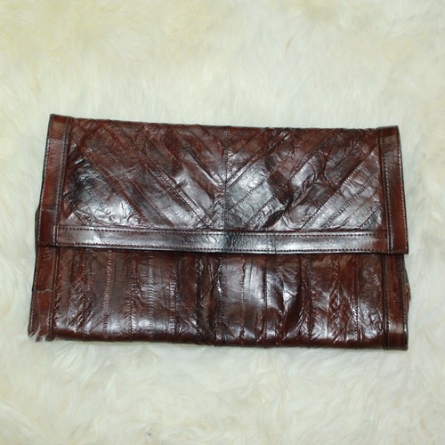 Genuine eel skin burgundy - genuine, snap