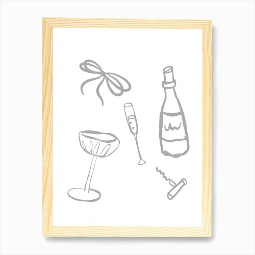 Glass wine art print - art,