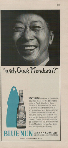 1966 blue nun rhine wine - blue,