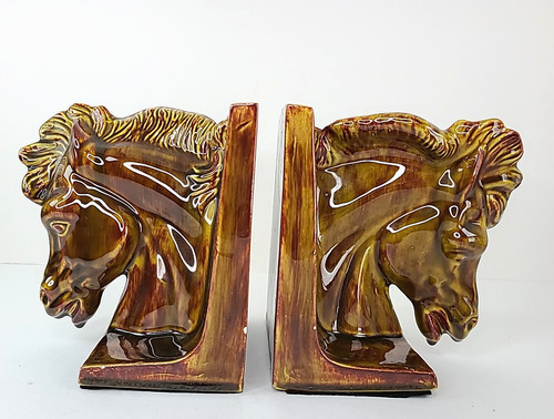 Vintage horse head bookends - horse,