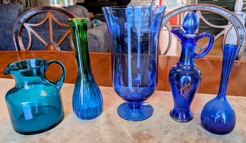 Pieces colored glass - colored,