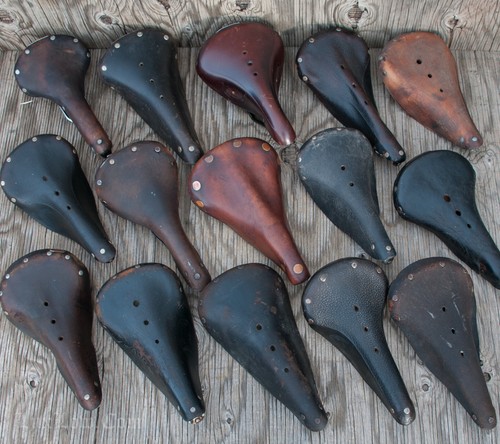 Vintage leather bicycle saddle - vintage,
