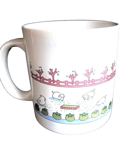 Mug cow pig - scene, stoneware