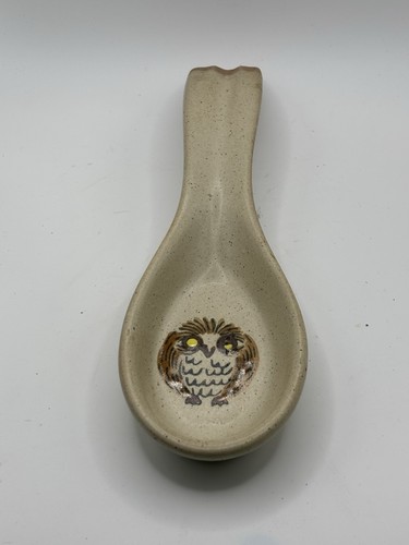 Vintage stoneware owl spoon - vintage,