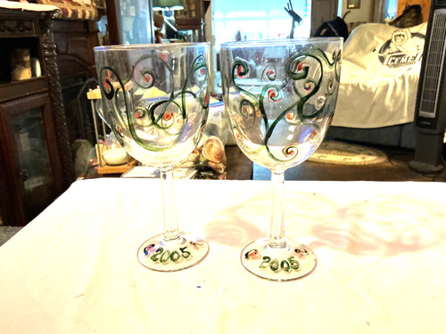 Set hand painted wine - set,