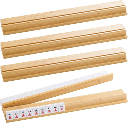 Bamboo wood mahjong racks with - bamboo,