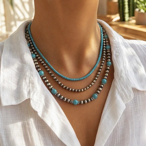 3pcs pearl turquoise - pearl, beaded