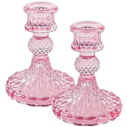 Glass candlestick holders set - candlestick,