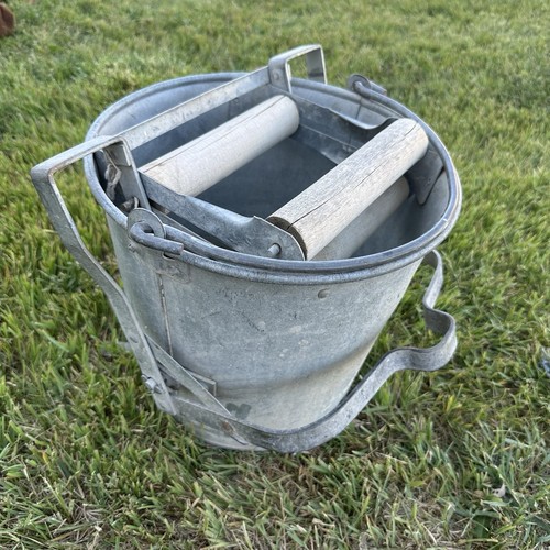 Vintage galvanized metal mop - galvanized,