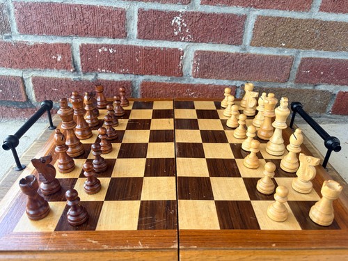 Vintage wooden folding chess - vintage,