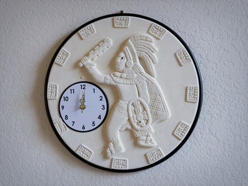 Handmade aztec warrior clock - aztec,