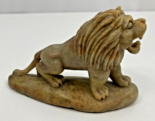Vintage hand carved stone lion - stone,