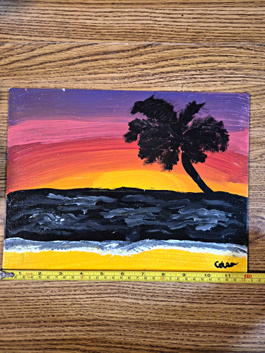 Signed original sunset beach - signed,