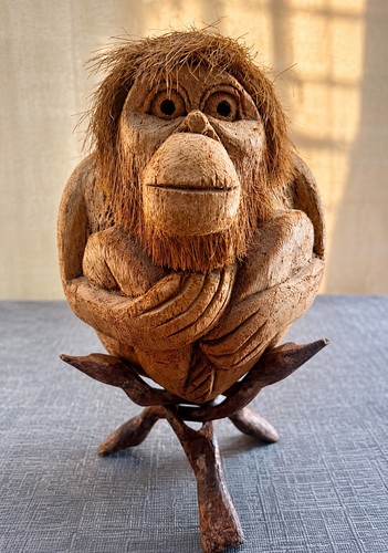 Vintage hand carved coconut - carved,