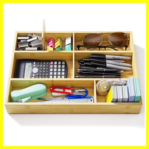 Bamboo drawer organizer with - organizer, 9